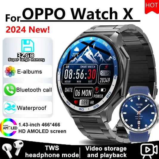 MAOYUAN 2024 New For OPPO Watch X Smart Watch Men 4G Memory Music Video Bluetooth Call Waterproof Smartwatches For Android IOS