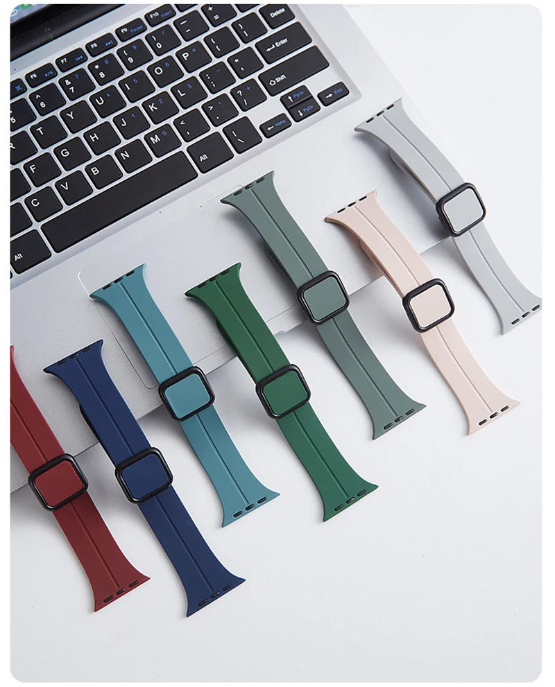 Magnetic Silicone Strap For Apple watch band 44mm 45mm 49mm 40mm 41mm 42mm 38mm correa Bracelet iWatch Series 7 8 se 6 9 ultra 2