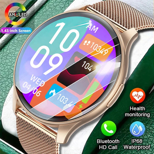 2024 New Bluetooth Call Smart Watch Women Men 1.43 inch AMOLED 466*466 Screen Heart Rate Sports Ladies Smartwatch For Xiaomi+Box