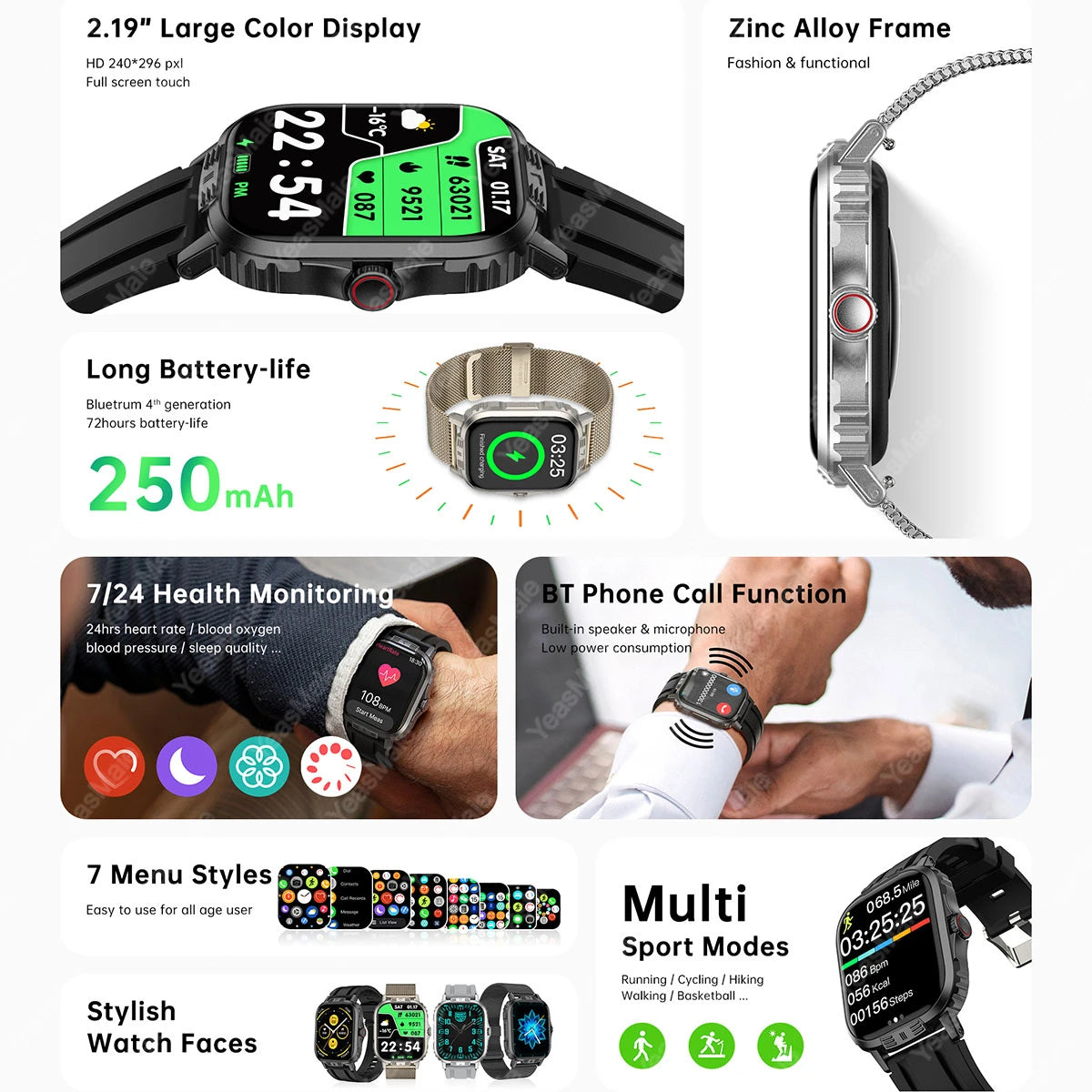 2024 New Smart Watch Bluetooth Call Heart Rate Calculator Smart Island Sport Blood Pressure Monitoring Smartwatchs For Men Women