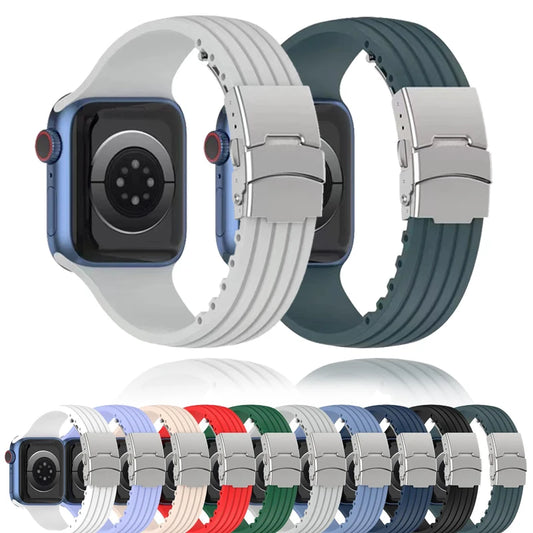 Silicone Strap for Apple Watch Band 44mm 40mm 45mm 41mm 49mm 42mm Smartwatch Correa Bracelet Iwatch Series 3 5 6 Se 7 8 9 Ultra