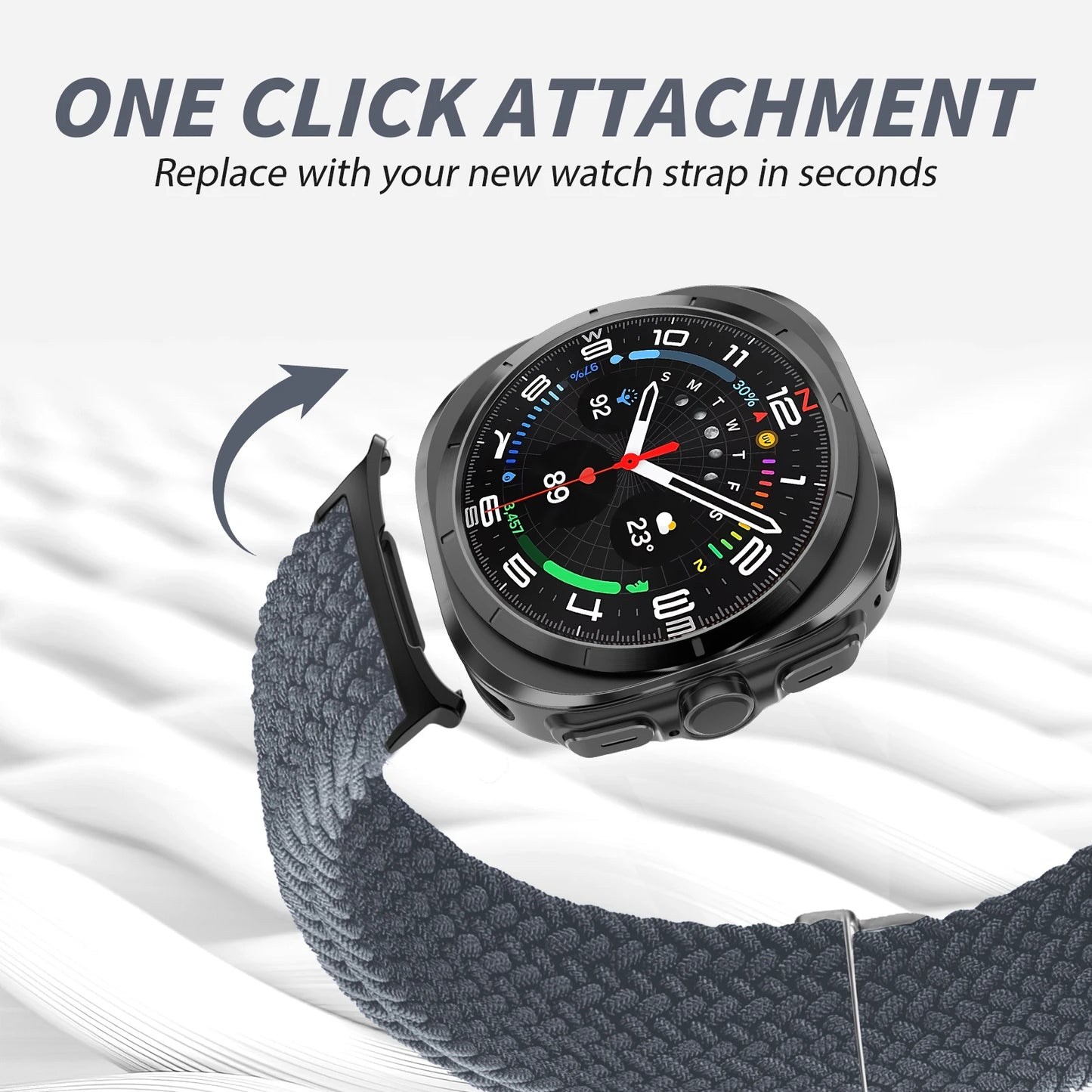 Braided Loop For Samsung Galaxy Watch 7 Ultra Band 47mm Adjustable Metal connector Nylon bracelet Galaxy watch Ultra Strap 47 mm