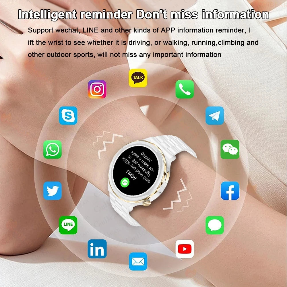 2024 New Fashion Women Smart Watch Full Touch Screen Heart Rate Blood Oxygen Sports Fitness Bracelet Voice Calling Smartwatch