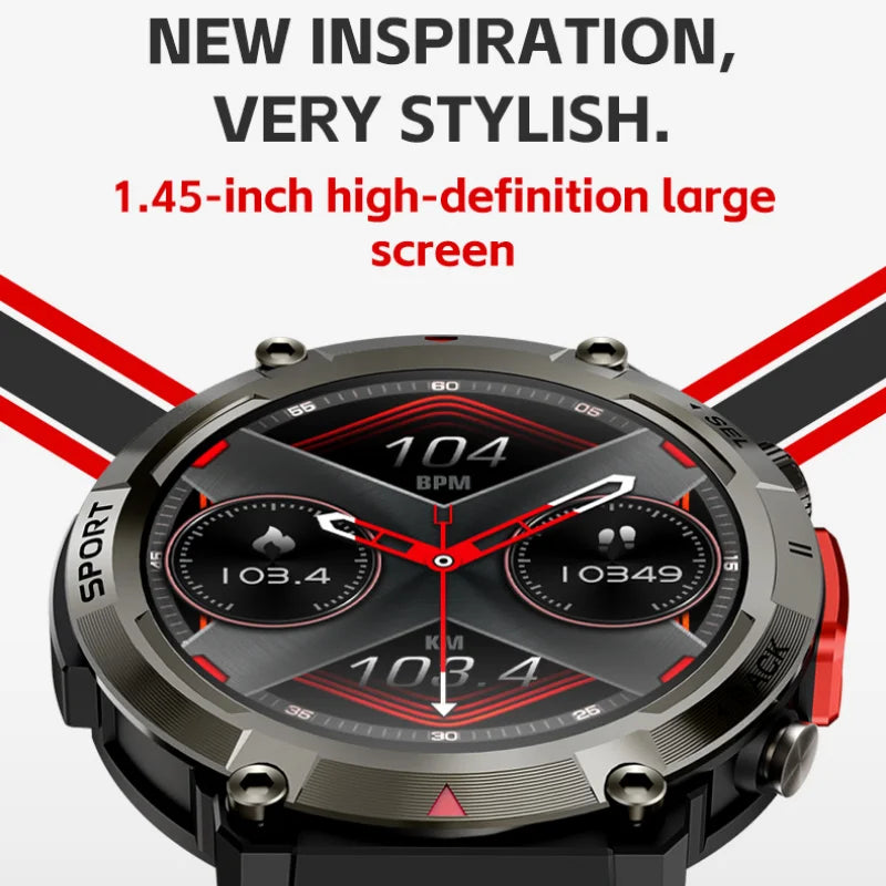 2024 New Smartwatch with Illuminated Flashlight Bluetooth Phone APP Download Waterproof Sports Watch for Men for Xiaomi Huawei