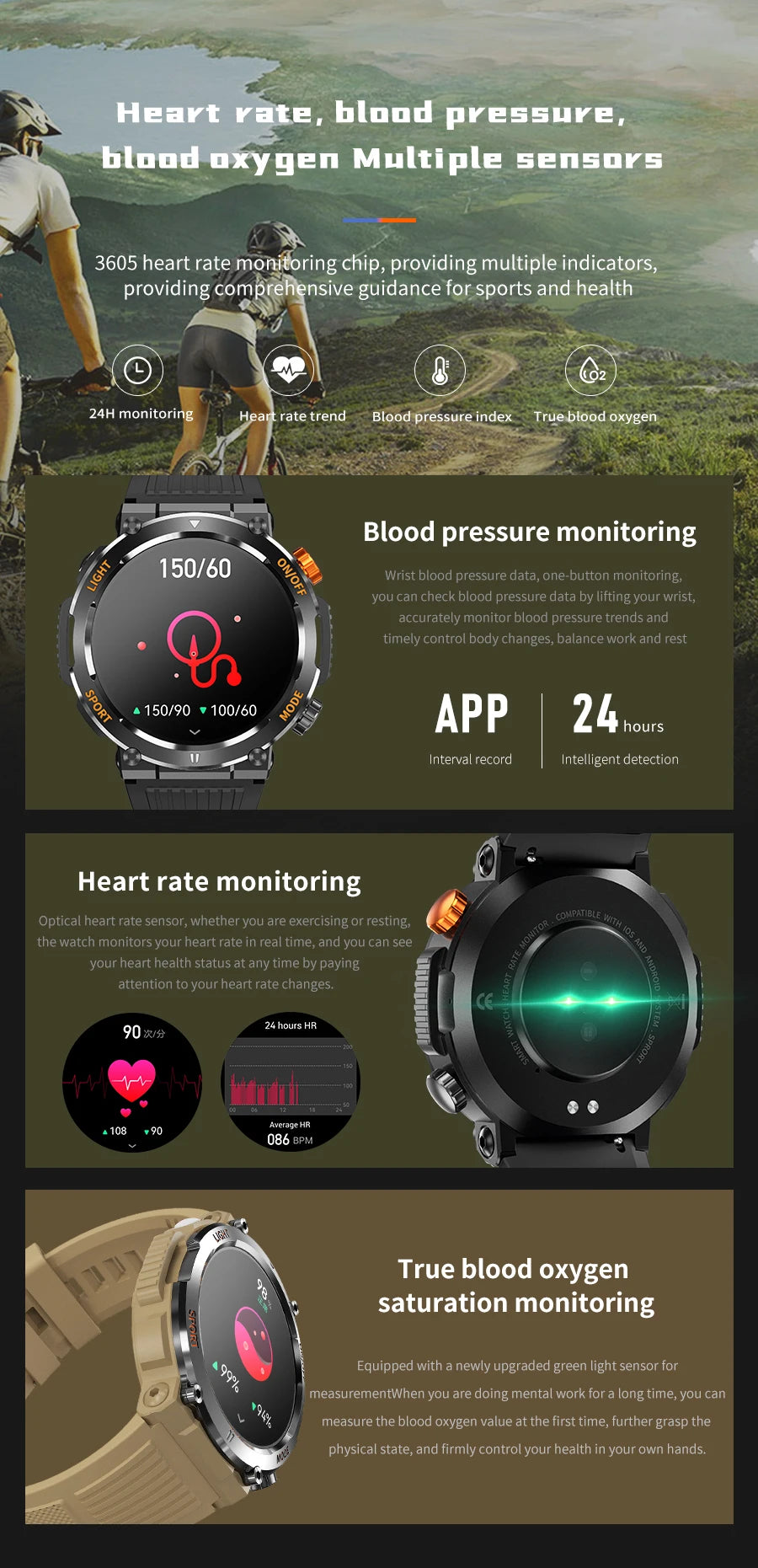 2024 Rugged Military Smart Watch For Men Sport Ftiness Watches Ip68 Waterproof 1.46'' LED lights  AI Voice BT Call Smartwatch 시계