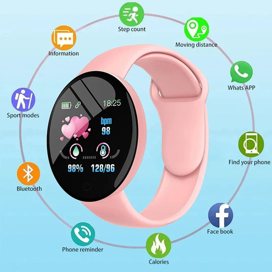 D18 Waterproof Color Round Screen Smart Bracelet Heart Rate Blood Pressure Sleep Monitor Walking Exercise Fitness Smartwatch B41