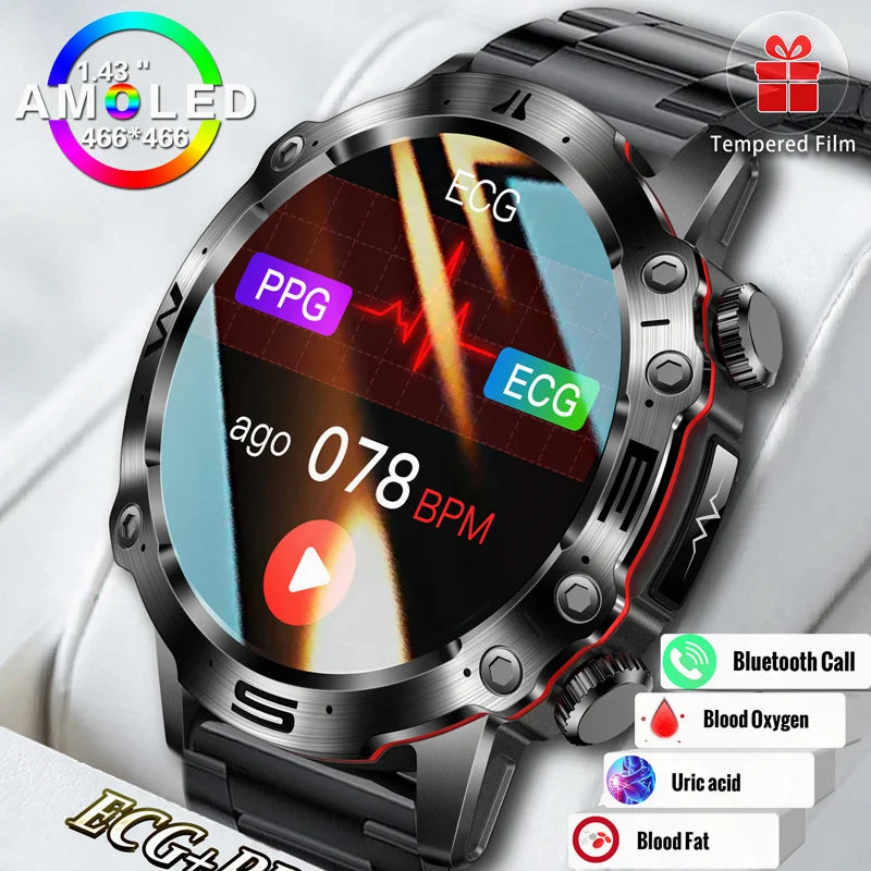 Multifunctional Medical Smart Watch Men for Android Xiaomi Hauwei Amoled Watches Bluetooth Call Blood Sugar Ecg Smartwatch 2024