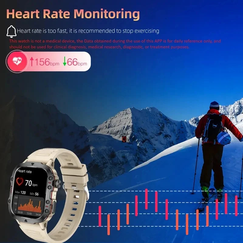 2024 New Bluetooth Call Smart Watch For Android IOS Fitness Motion Blood pressure Watch Men 3ATM Waterproof 2.0 Inch SmartWatch