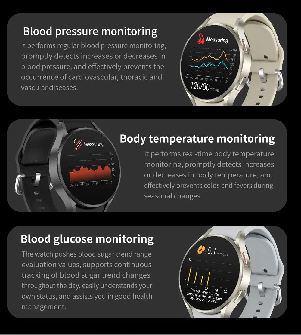 2024 NEW Smart Watch 6 Men Full Touch Heart Rate Blood Sugar Bluetooth Call Smart Watch Women For Android iOS Huawei Xiaomi