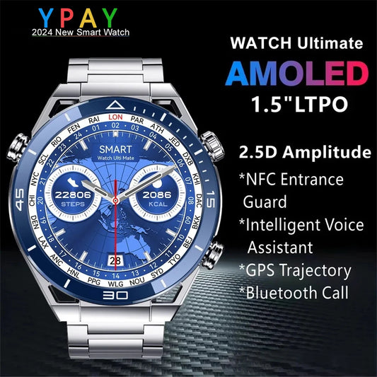 2024 New NFC ECG+PPG Bluetooth Call Smart Watch Men GPS Track Compass Sport Fitness Bracelet Ultimate Smartwatch For Android IOS