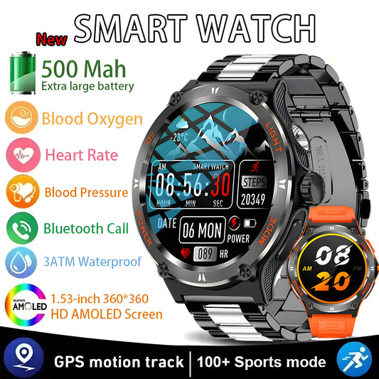 For Huawei Xiaomi GPS Track Smart Watch Men 1.53-Inch Ultra HD AMOLED Screen 500 Mah Battery Bluetooth Call SmartWatch 2024 New