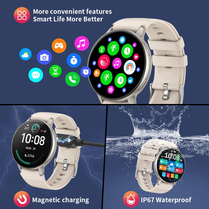 LIGE 2024 Men Smart Watch Real-time Activity Tracker Heart Rate Monitor Sport Fitness Women Smartwatch Man Clock For Android IOS