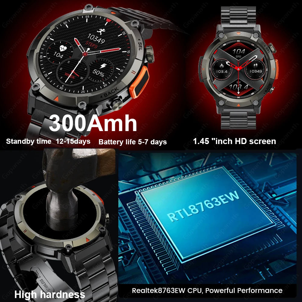 XLJBL 2024 Outdoor Smartwatch For Huawei Xiaomi GT4 Pro Watch Men Blood Pressure Health 100+Sports Bracelet With LED Flashlight