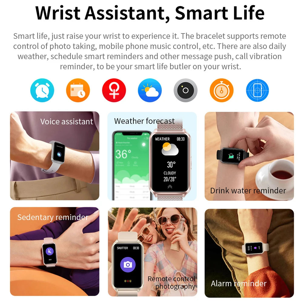 2024 New 1.57 Inch Smartwatch Women Waterproof Sports Bracelet Health Monitoring Bluetooth Call Smart Watch Men Women For Xiaomi