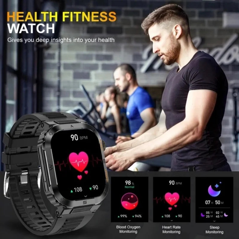 2024 New Men Outdoor Military Smartwatch GPS Track Bluetooth Call 400Mah Sports Fitness Tracker Health Monitor Men Smartwatch