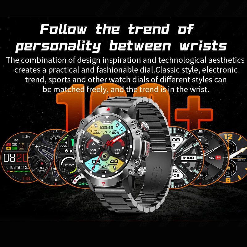 2024  AMOLED HD Screen Watch Bluetooth Call Smartwatch Waterproof Outdoor Sports Tracker 450 mA Battery fashion Men Smart Watch