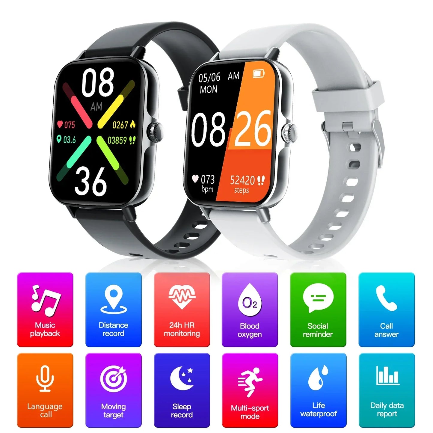 LLNuyoah Smart Watch Bluetooth Call 2024 New Health Monitor ECG Blood Glucose Sport Smart watch Men Women for Android IOS