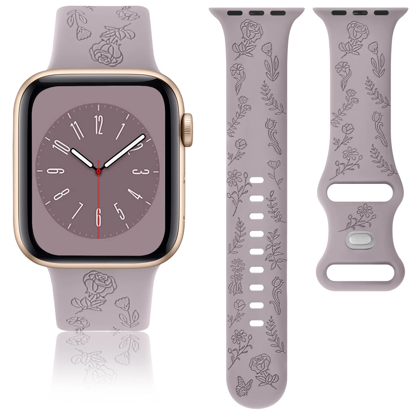 Flower Engraved Band for Apple Watch 9 8 7 6 5 4 3 Strap Bracelet for IWatch Ultra 49mm 45mm 41mm 40mm 44mm 38mm 42mm Watch Band