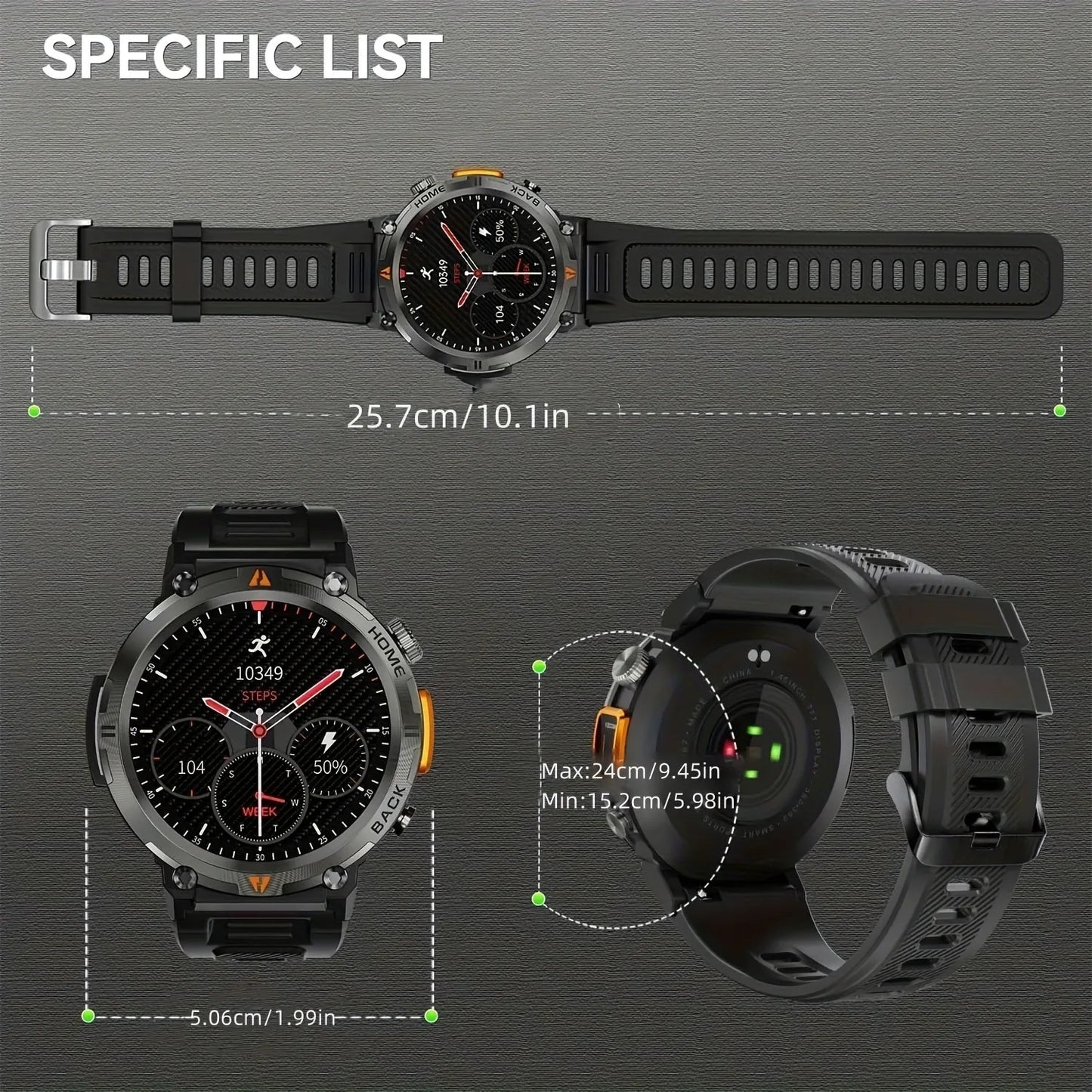 2024 Smart Watch Round AMOLED Smarthwhatch 3ATM Waterproof Original Design For Men Bluetooth With Flashlight 100+ Sports Modes