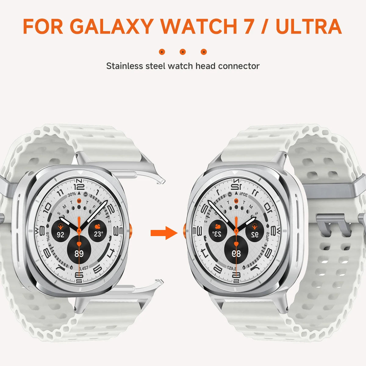 1pair Adapter For Samsung Galaxy Watch 7 Ultra 47mm Watchband Strap Connector Bracelet 316L Stainless Steel Watch 7 Accessories