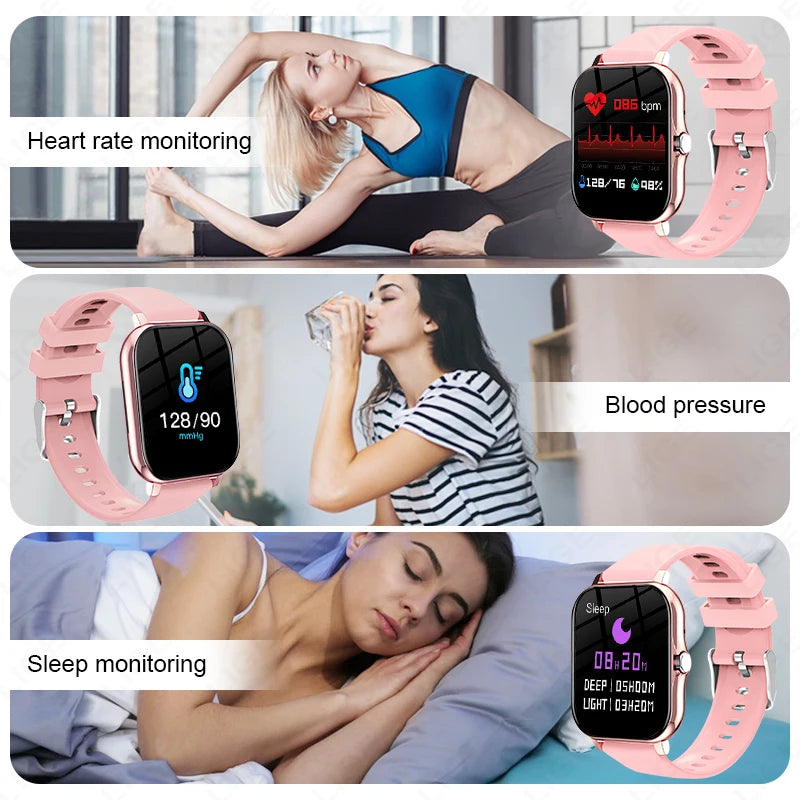 LIGE Fashion Smart Watch 2024 Women 1.44” HD Screen Custom Dial Lady Health Monitor Watch Bluetooth Call Sports Smartwatches+Box