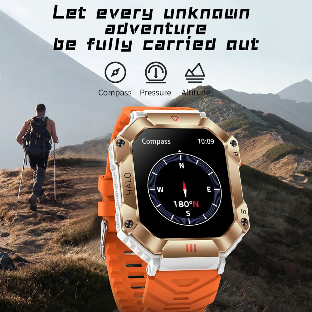 2024 New Outdoor Compass Smartwatch Men 650mAh Large Battery IP68 Waterproof AI Voice Assistant Bluetooth Call Smart Watch Men