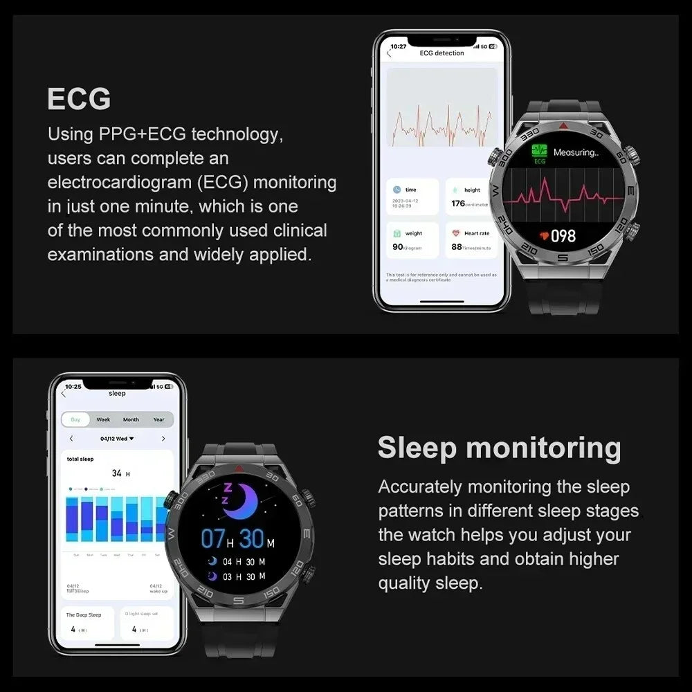 2024 New NFC ECG+PPG Bluetooth Call Smartwatch Health Monitor GPS Tracker Bracelet Fitness Smart Watch Men For Watches Ultimate