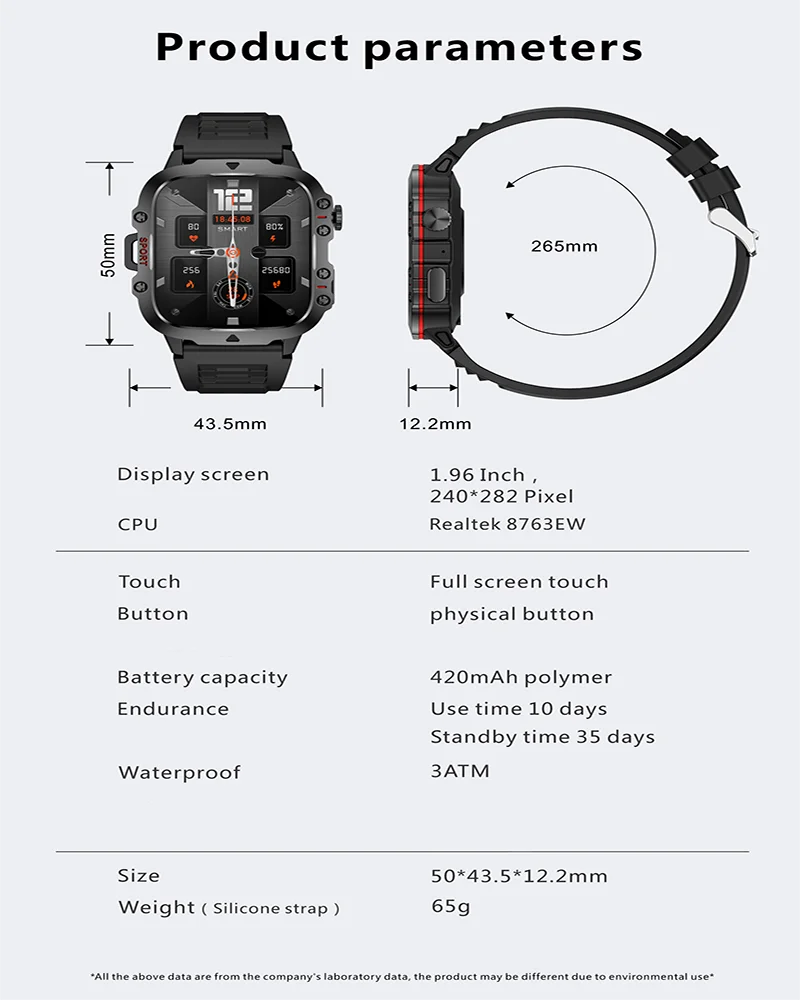 2024 New Rugged Military Fitness smartwatch For Men For Android IOS 3ATM Waterproof Sports Ai Voice Call Smartwatch Outdoor