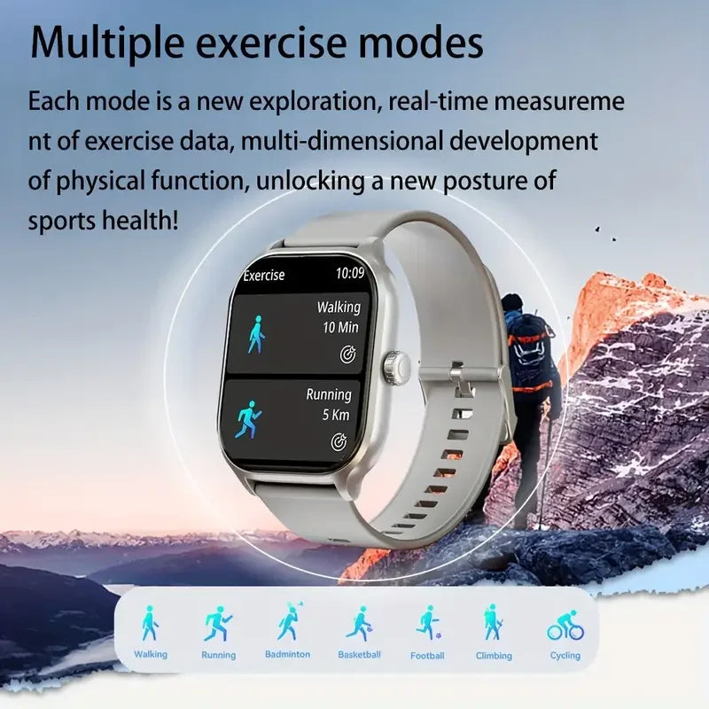 2024 NEW Smart Watch Men Women 2.01 Inch Screen Bluetooth Call Blood Oxygen Blood Pressure Women Men Smartwatch for IOS Android