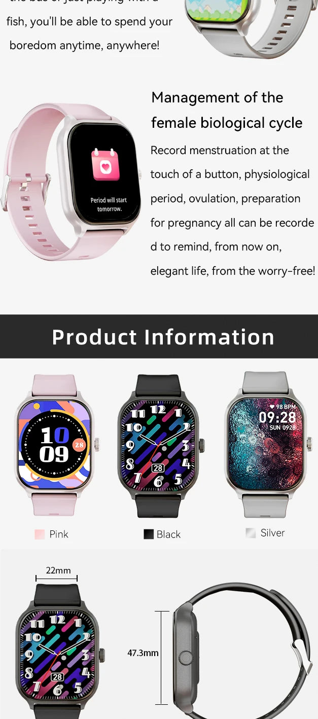 2024 Smart Watch for Men/Women Fitness Tracker 100+ Sport Mode Heart Rate Monitor IP68 Waterproof Smartwatch for Android iPhone