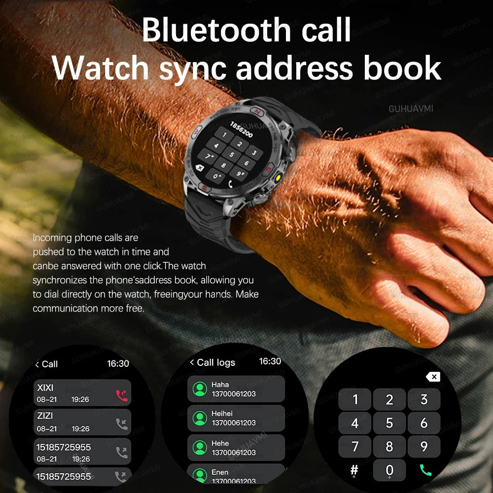 2024 New For Xiaomi Men Outdoor Military Smart Watch Bluetooth Call 1.43''Sport GPS Tracker Blood Pressure Waterproof Smartwatch