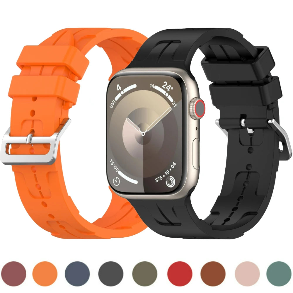 Silicone Strap for Apple Watch 45mm 41mm 49mm 44mm 40mm 42mm 38mm Sport Watchband iWatch Series Ultra 9 8 7 6 5 4 SE 44 45 Band