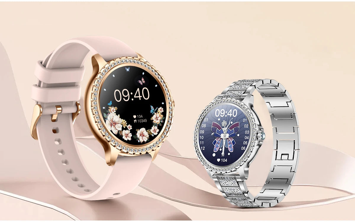 2024 New Gold Luxury Smart Watch Women 1.32Inch HD Screen Sports Custom Dial Heart Rate Voice Call Smart watch For Gift Ladies