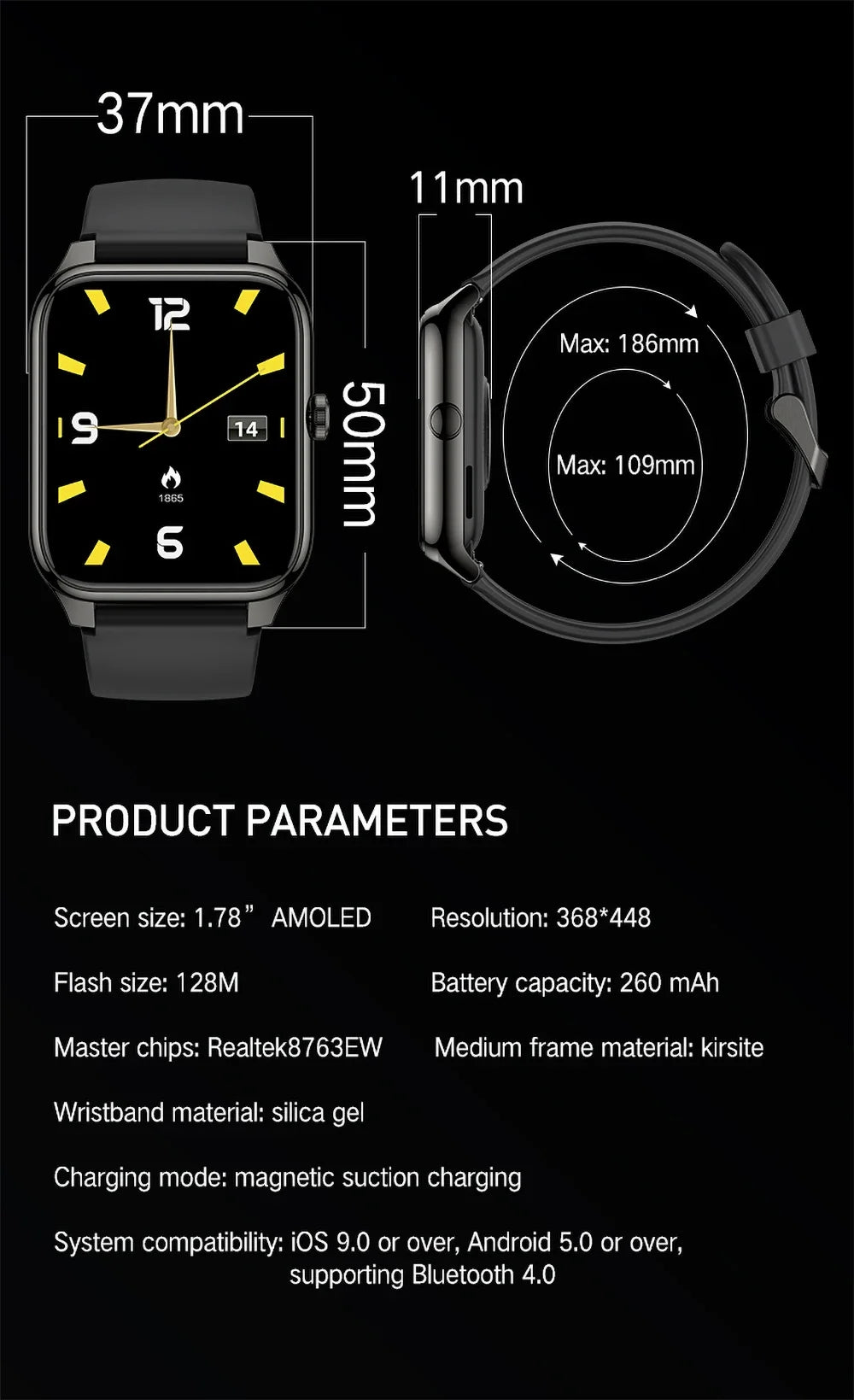 1.78 Inch AMOLED Smartwatch 2024 Men Women Smart Watch Bluetooth Calling Heart Rate Fashion Business Clock for IOS Android Phone