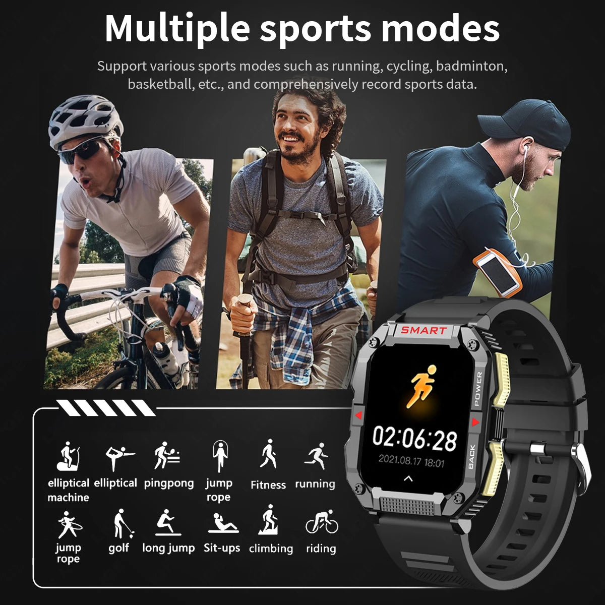 LIGE 2024 Men Smart Watch 1.83'' HD Screen Sport  Wrist Watches Bluetooth Call Fitness Smartwatch Health/Heart Rate Monitoring