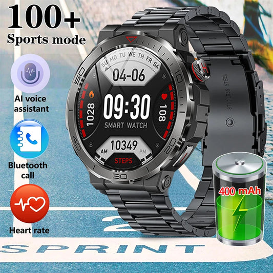 2024 New Smart Watch Men Compass Sports Fitness Tracker Watch IP68 Waterproof 1.43 Inch Bluetooth Talk SmartWatch For Android