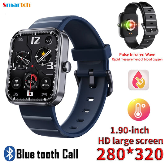 2024 New 1.9" Men Women Blood Glucose Heartrate BLood Oxygen Temperature Monitor Health Smart Watch Sports Waterproof Smartwatch