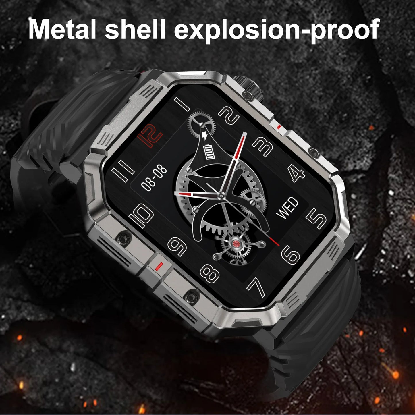 2024 New Military Smart Watch Men IP68 2.01 Inch Screen Outdoor Sports Fitness Tracker Health Monitor Bluetooth Call Smartwatch