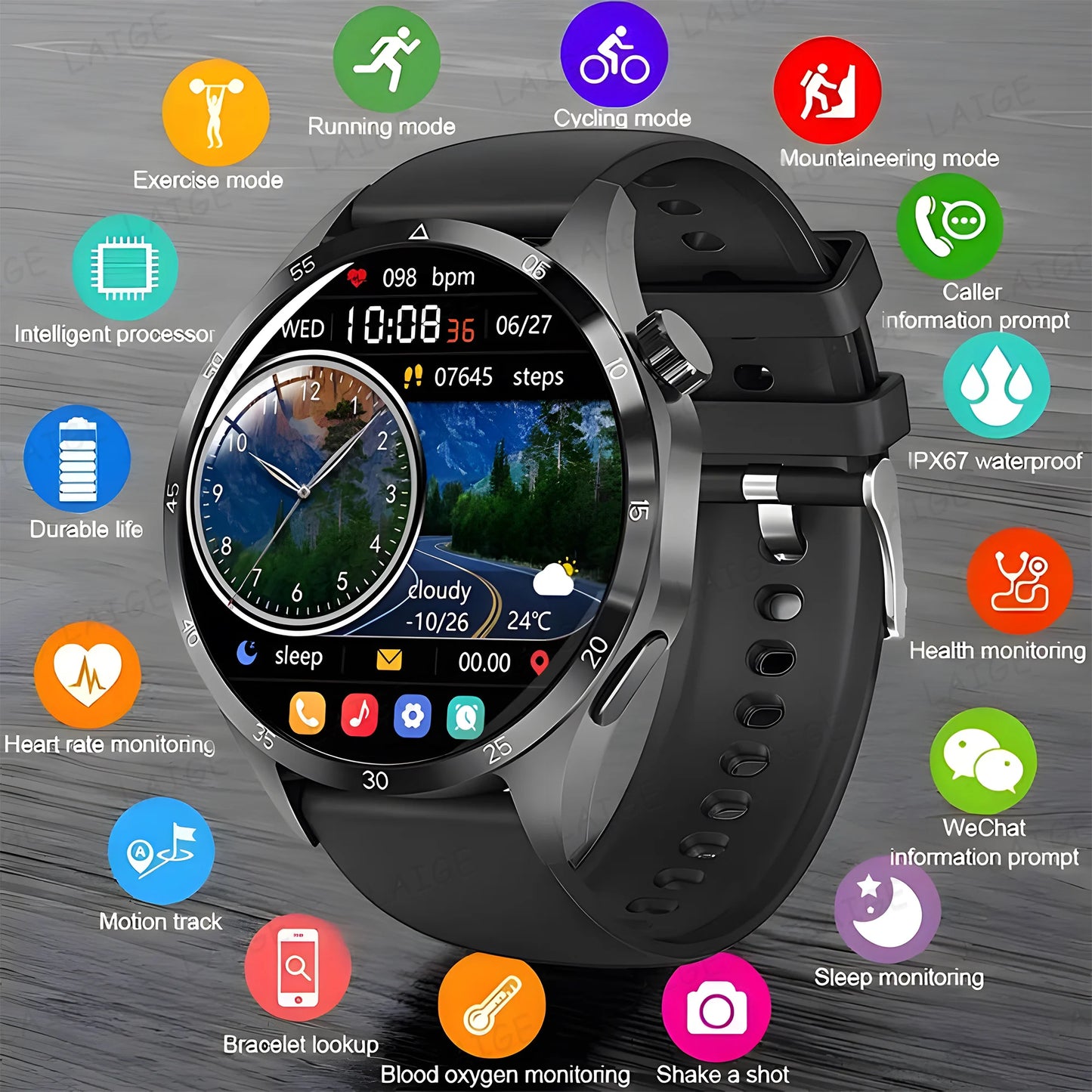 2024 New for Huawei Watch 4 pro + Men Smart Watch AMOLED Screen Sports Fitness Tracker NFC Bluetooth Call Blood Sugar smartwatch