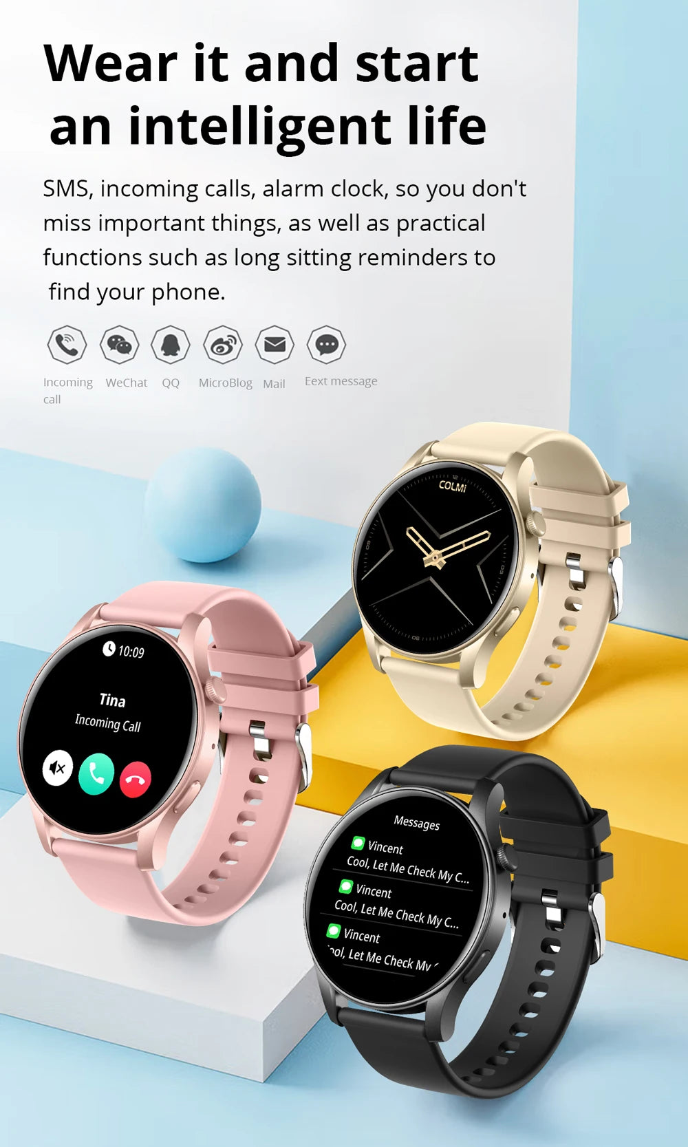 [2024 New] COLMI V73 Smartwatch AMOLED Display Bluetooth Calls Health Fitness Tracking Smart Watch for Men Women