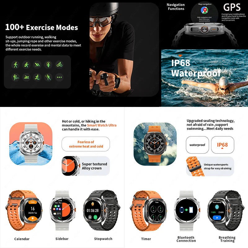 2024 New Galaxy Smart Watch 7 Ultra Men AMOLED Screen Multi-Function Sports Fitness Tracker Health Women smart watch for Samsung