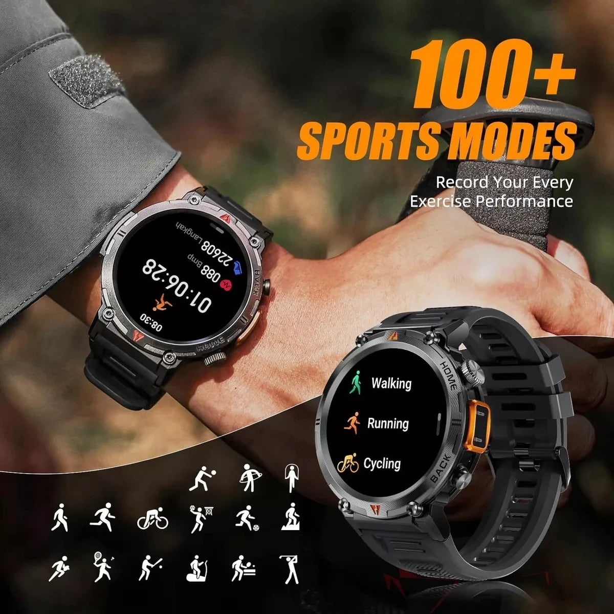 2024 New For Xiaomi Military Outdoor Sports SmartWatch Men LED Light Compass IP68 waterproof GPS Track Bluetooth Call SmartWatch