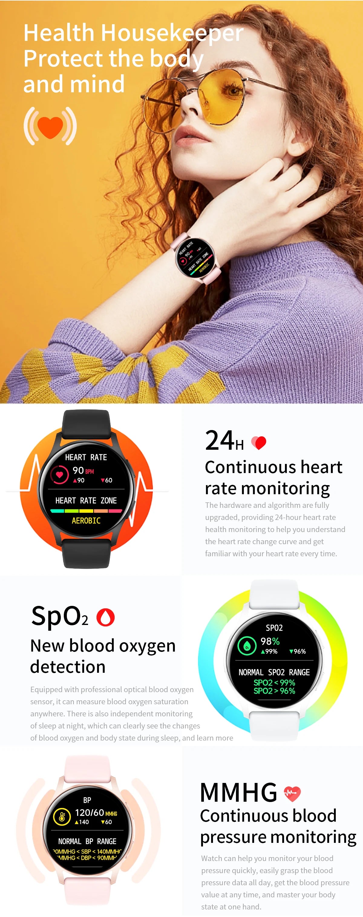 2024 Bluetooth Call Smart Watch Women  Blood Pressure GPS Motion Tracking Bracelet Fashion Waterproof Smartwatch For Men New+Box