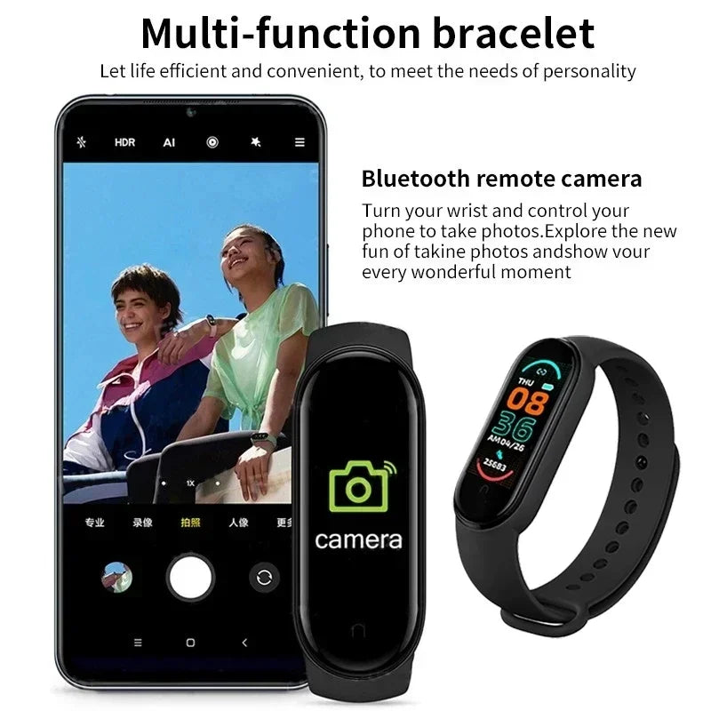 M6 Smart Watch Multifun Smart Band Heart Rate Smartwatch Fitness Tracker Blood Pressure Sport Bracelet for Mi Band 6 Men Women