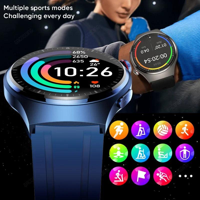 2024 New Health Blood Glucose Smart Watch Men ECG+PPG Bluetooth Call AMOLED Clock Waterproof Sport Smartwatch For Huawei Xiaomi