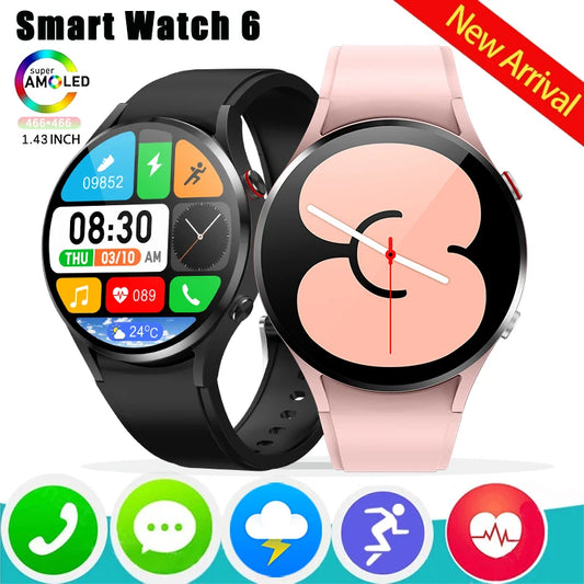 2024 New Smart Watch 6 Women AMOLED Screen Voice Call Customized Wallpaper Health Detection Bluetooth Call Man Sports Smartwatch