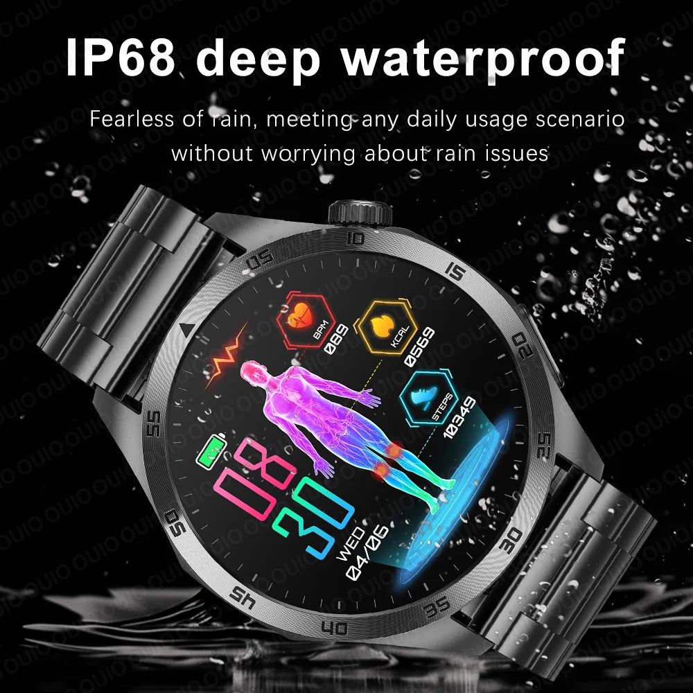 2024 New Micro Physical Examination Blood Lipids Uric Acid Blood Glucose Smart Watch ECG+PPG Clock Bluetooth Call Smartwatch Men