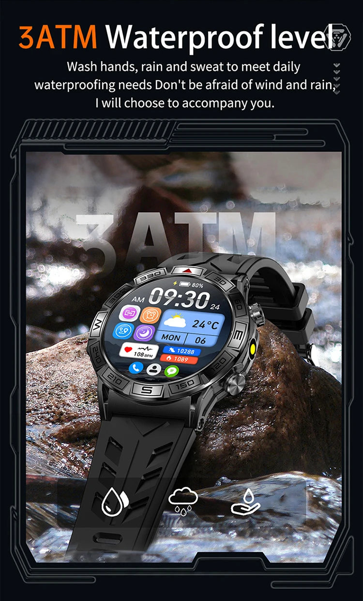 SKMEI 2024 Men Flashlight Smart Watch Compass Sport Waterproof Smartwatch Bluetooth Call Smartwatches 450mAh Battery Wristwatch