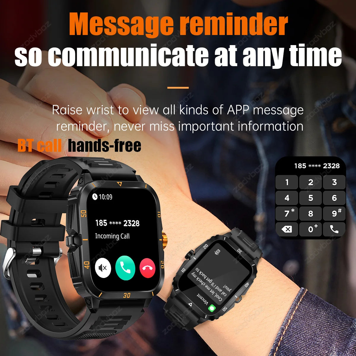 2024 New Outdoor Smart Watch Men 1.96 Inches Screen Bluetooth Call Sport Watches Women 3ATM Waterproof Smartwatch For Swimming