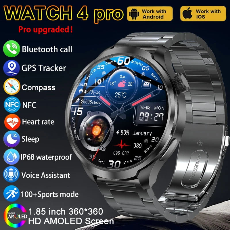 2024 New For HUAWEI Sports Waterproof Smart Bracelet Men Watch GPS NFC Compass 1.85 inch AMOLED Screen Bluetooth Call Smartwatch